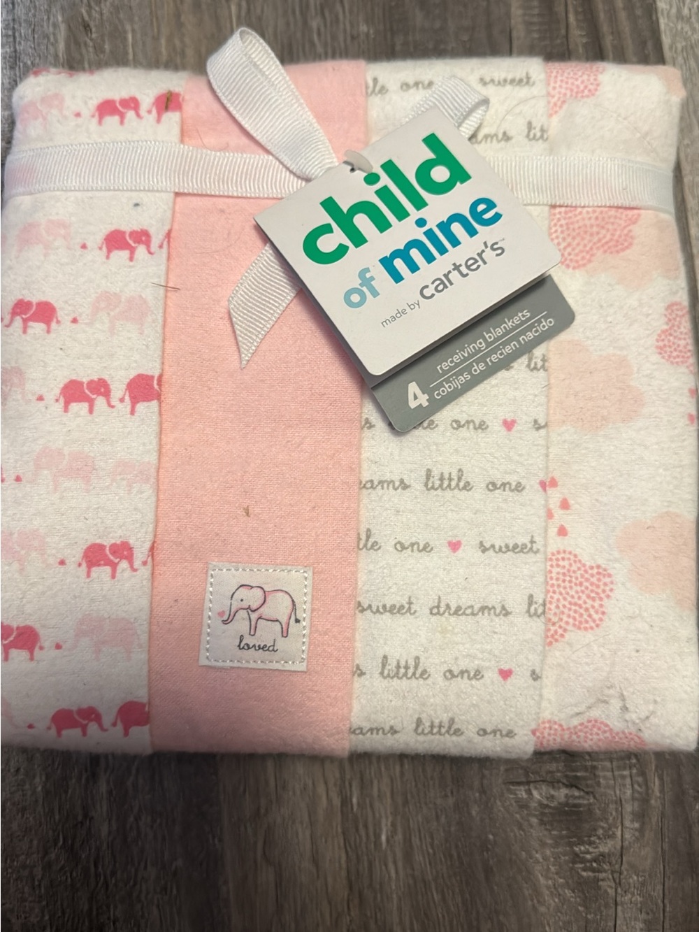 child of mine Pink and White Baby Receiving Blankets - 4 Pack